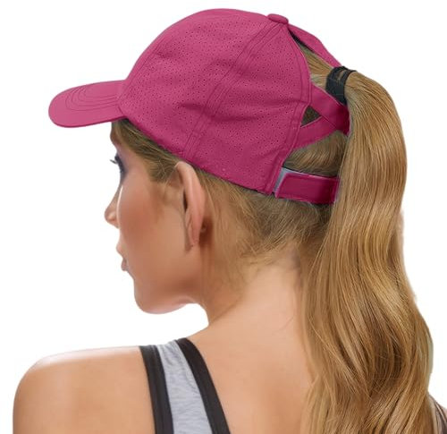 Sahrch Damen Baseballkappe mit Pferdeschwanz – Sommer-Laufmützen, verstellbare Sonnenkappen für Damen