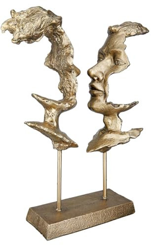Casablanca Deko goldene Figur Skulptur - Dekofigur Gesicht aus Kunstharz Farbe: Gold - Dekoration Geschenk Geburtstag Höhe 31 cm