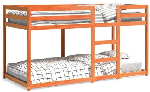 Homgoday Etagenbett, braun, Wachs, 90 x 200 cm, aus Kiefernholz, Bettrahmen, Lattenrost für Schlafzimmer, Bettrahmen, modernes Bett