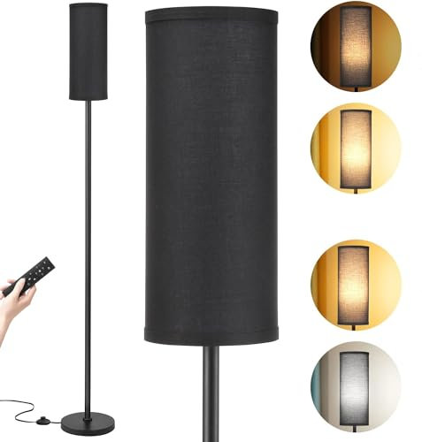 Aooshine Floor Lamp for Living Room, Black Corner Floor Lamp with Dimmable 3 Color Temperatures, Standing Lamp with Remote Control(Bulb Included