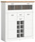 xonox.home Barschrank - 124 x 140 cm - 2 Türen - 2 Schubladen - 1 Klappe - Nox Eiche Dekor - Weiß matt