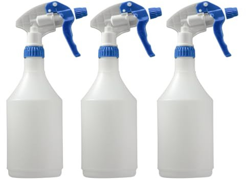 Avern Large 750ml Spray Bottles Plastic (3 Pack) BLUE For Cleaning Solutions Gardening & Home Use, Plant, Water, Durable Trigger Sprayer, Refillable Mist Spray Bottle Heavy Duty - Large 750ML