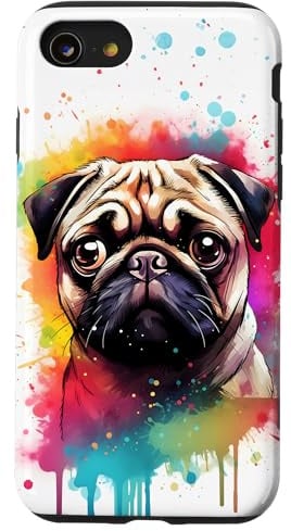 Watercolor Splash Pug Case for iPhone SE (2020) / 7 / 8