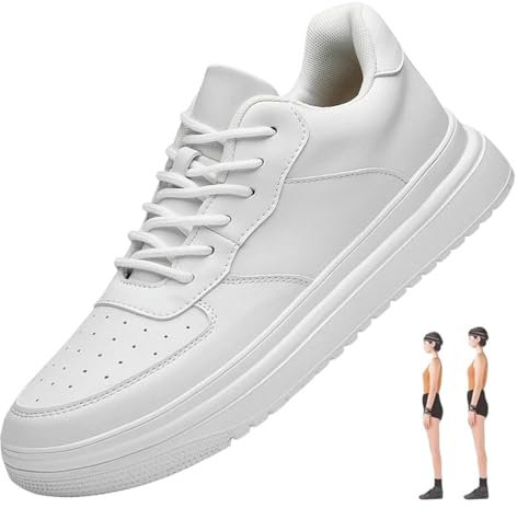 YDRABFLE Sportschuhe Sneakers Mann Aufzugsschuhe Höhe Erhöhen Innensohle 8 cm Weiß Größere Schuhe Männer Freizeit Bequeme Atmungsaktive Sportarten-Weiß 8Cm-43