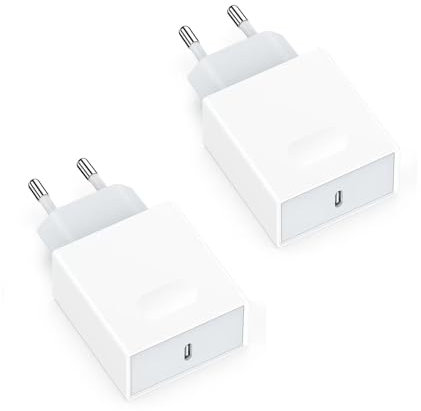 Enchufe USB C, 2-Pack Cargador Rapido para iPhone 15 Pro MAX Plus/14/13/12/11/Mini/SE/XS/XR/X, iPad, 20W USBC Carga Adaptador Tipo C Plug Pared Cabezal Corriente