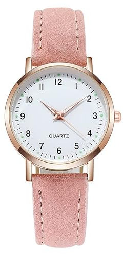 LIWEARE Damenuhr, Damen Analog Quarz Uhr mit PU-Leder Armband, Uhren Damen Einfache Business Klassische Armbanduhr Lässig Quarzuhr Leuchtuhr (Rosa)