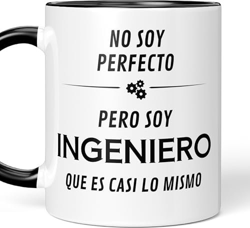 LA CASA DE LAS TAZAS® Taza Ingeniero - Divertido Regalo Original para todo tipo de Ingenieros - Ingeniero Mecánico, Ingeniero Informático, Ingeniero Químico, Aeroespacial, Industrial, Civil (Negro)