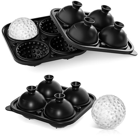 2 Pack Golf Ball Ice Cube Mold 2.1 Inch Large Silicone Golf Ball Ice Cube Molds Fun Shapes Craft Sphere Ice Molds Christmas Gifts for Men and Women Cocktails, Bourbon, Brandy, Whiskey(2, Golf Ball)