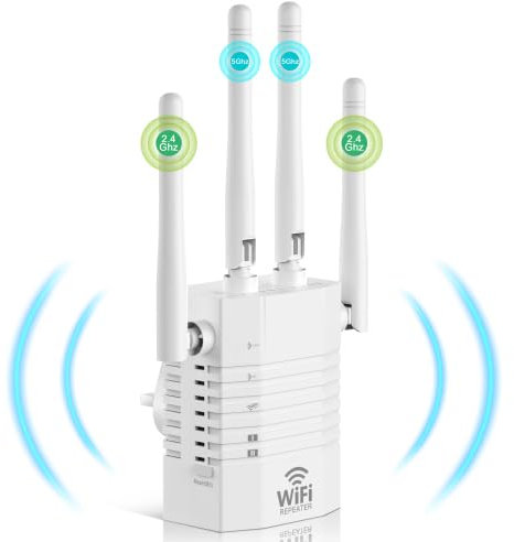 WiFi Booster WiFi Extender with Compact Design, 1200Mbps WiFi Extender Booster with Ethernet Port, WiFi Booster Range Extender for Any Router, 5GHz & 2.4GHz, YISI001