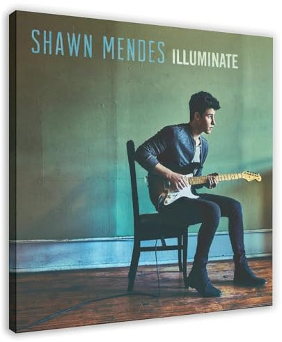 Musikalbum, Poster, Motiv: Sänger Shawn Mendes, beleuchtetes Musikalbum, Poster, Schlafzimmer, Dekoration, Landschaft, Büro, Raumdekoration, Geschenk, 30 x 30 cm