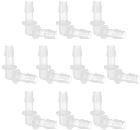 PATIKIL 3/8 Raccordo Portagomma Plastica con Gomito 90 Gradi, 10Pz Raccordi L-Barb 2 Vie Connettore Giunto Accessori Acquario Connettori per Tubi Flessibili per Acquario Carburante Gas