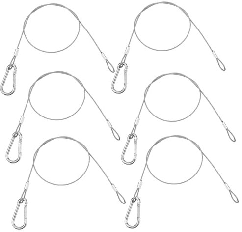 6 cables de alambre de seguridad con ojales, cable de seguridad de acero inoxidable plateado, 50 cm x 1,5 mm, cable de alambre con oses para bicicleta, motocicleta, muebles, jardín, etc