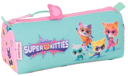 safta Superkitties Federmäppchen mit Reißverschluss und Fach, Federmäppchen für Kinder, ideal für Kinder im Schulalter, bequem und vielseitig, Qualität und Widerstandsfähigkeit, 21 x 7 x 8 cm,