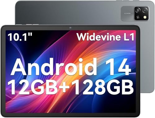 Blackview Tab60Pro Android 15 Tablet 10 Inch, 12GB+128GB(TF 2TB) 5G Wi-Fi + 4G Cellular Tablet T606 Octa-Core Processor, 7700mAh 5MP+8MP AI Camera, GPS, Widevine L1, BT5.0 Face ID, with Case