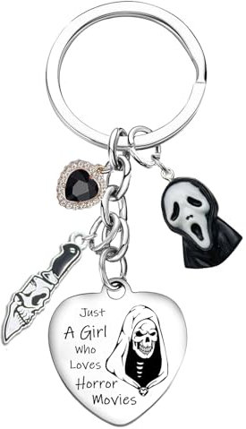 Nfyxcaz Cadeau d'horreur - Marchandises d'horreur - Porte-clés visage de fantôme - Cadeau pour les amateurs d'horreur, argenté, taille unique