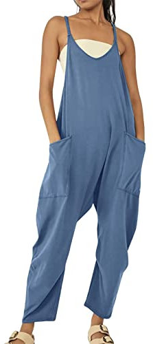 Salopette Donna a Gamba Larga Tuta con Tasca Vestibilità Ampia Tute Estiva Da Donna Elegante Jumpsuit Casual Tuta Nera Senza Maniche in Cotone 2025 Primavera Moda