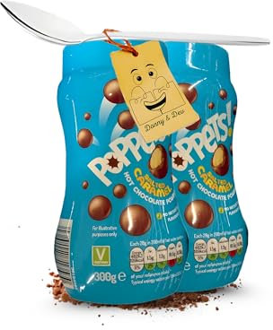 Hot Chocolate Bundle │ Gift Set │ Poppets Salted Caramel │ 2x Salted Caramel Hot Chocolate Powder (300g each) │& Little Spoon (Coffee/Tea Spoon) by Donny & Dev