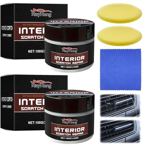 Auto Kunststoff Kratzer Entfernen 2 Stück 100g Auto-Armaturenbrett-Restauration mit 2 Schwämmchen und 1 Handtuch, Armaturenbrett Reparaturset mit UV-Schutz, Entfernt Kleine Kratzer und Schrammen