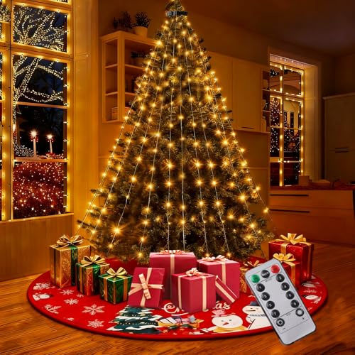 Bigqin Luci Albero di Natale,2M*10 Rami Catene Luminose 280LED per Albero di Natale da 1.5-2.5m Decorazioni, 8 Modalità Cascata Luci Impermeabili IP44 [Efficienza energetica G]
