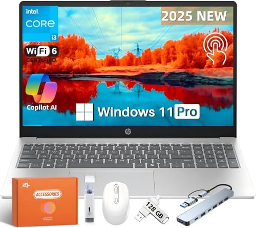 HP 15.6 Touchscreen Laptop for Student & Business, Intel i3-1315U up to 4.5 GHz, 16 GB RAM, 1 TB SSD, Copilot AI PC, Intel UHD Graphics, Wi-Fi 6, Long Battery Life, Windows 11 Pro