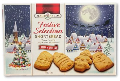 Macdonalds Festive Shortbread Selection 175g - Classic Scottish Tray Baked Shortbread - Traditional Christmas Biscuit Gift - Baked in Scotland