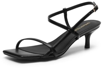 DREAM PAIRS Women's Kitten Heels Wedding Sandals | Sleek square toe & slim crossover straps, 2.16 quiet kitten heel,adjustable back buckle