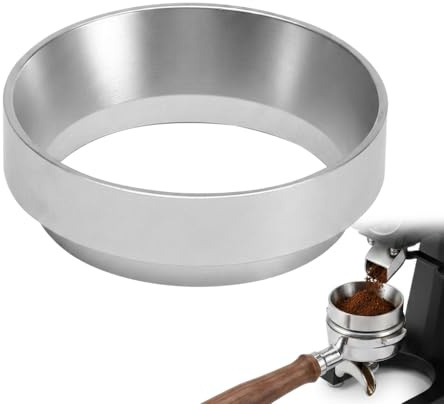51mm Dosing Funnel Silver, Magnetic Espresso Coffee Dosing Ring for 51mm Portafilter, Aluminum Alloy Coffee Machine Accessories for Barista at Home, Prevent Mess and Waste