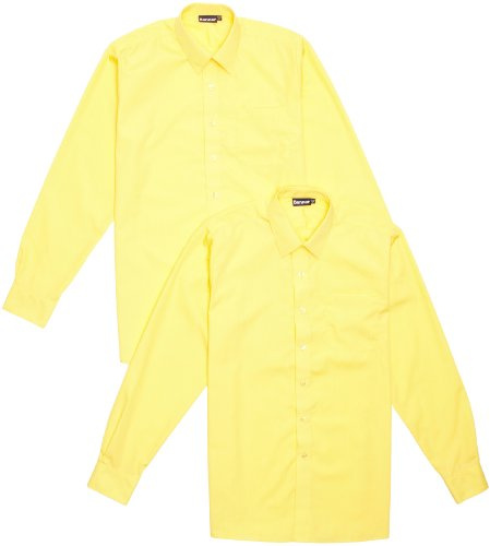 Blue Max Banner Boy's Twin Pack B Long Sleeve School Shirt, Gold, 13.5 Collar