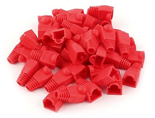 YIOVVOM Soft Plastic Ethernet RJ45 Cable Connector Boots Cover Strain Relief Boots CAT5 CAT5E CAT6 CAT6E 100PCS (Red
