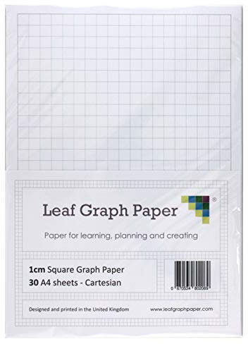 A4 papier millimétré 10 mm 1 cm – 30 feuilles mobiles Feuilles quadrillées – Gris quadrillage