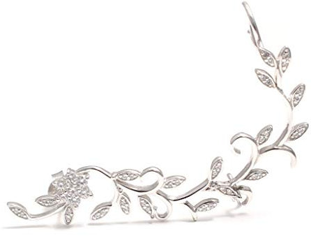 Loveyourdiamonds Großer Ear Climber aus 925 Sterling Silber mit Zirkonia Steinen - Ear crawler - Ear cuff