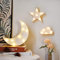 GUOCHENG Moon Star Cloud Night Light Set Battery Operated LED Marquee Sign Decorative Night Table Lamps for Baby Children Bedroom Nursery(White)