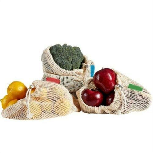 IMFAA Mesh/Produce Reusable Cotton Drawstring Grocery, Vegetable Storage Bags(3, Small(20x30) Cm)