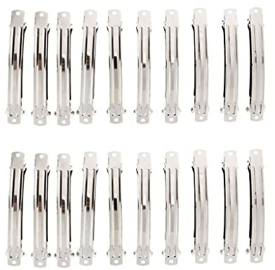20 Französisch Haarspange Rohling zum Schmuck Basteln, silberfarbig, 10cm