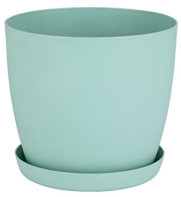 Home Garden Ornaments Plant Pots Indoor, Indoor Plant Pot - Decorative Flower Pots with Mat Surface and Plant Pot Saucer (Diameter: 20cm, Colour: Green)