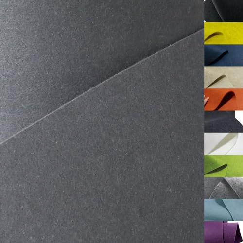 TOLKO 1m Bastelfilz Stabiler Filzstoff Meterware | 4 mm dick | Filzmatte Untersetzer Dekofilz Taschenfilz zum Nähen und Basteln | 45 cm breit | Nadelfilz Filz Meterware (Grau)