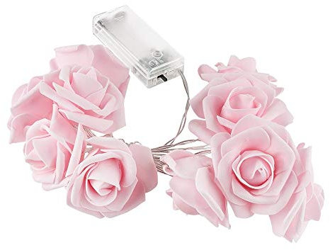 Ideen mit Herz Catena di luci a LED | rose | 10 luci a LED | bianco caldo | con funzione timer (6 ore acceso | 18 ore spento) (rosa)