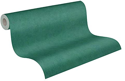 A.S. Création Unitapete Cuba Tapete einfarbig unifarben Vliestapete blau grün leicht glänzend matt fein strukturiert 380249 38024-9, 10.05 m x 0.53 m