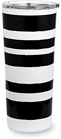 Kate Spade New York Insulated Stainless Steel Tumbler, 24 Ounce Double Wall Travel Cup with Lid (Sarah Stripe)