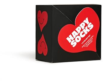 Happy Socks 2er Pack Socken für Valentinstag, lustig Geschenk für Freundin und Freund, liebe bunte Baumwolle Socken
