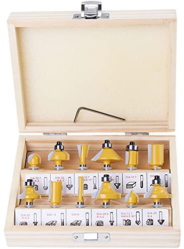 Faankiton 12pcs Juego Fresado de Carburo de Tungsteno de Vástago de 6,35 mm 1/4 '', Fresas Set de Madera para El Hogar y Bricolaje