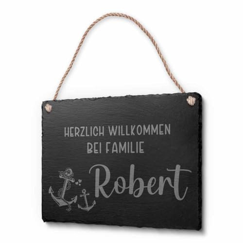 Schiefertafel mit Kordel & Deiner Wunsch-Gravur | Persönliches Geschenk oder individuelle Dekoidee | Mit Motiven zB Blumen Rosen Leuchtturm Herzen Vögel