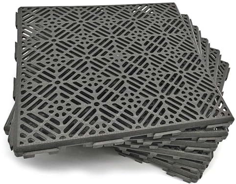 Pack 12 losetas (1m² aprox. -Gris Antracita/Forja) - Autoventiladas y antihumedad para piscinas, camping, duchas, vestuarios, zonas húmedas, perreras, jaulas, trasteros…