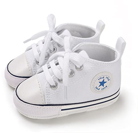 SIFANGPING Zapatos de Primeros Pasos niños Zapatos de Lona para niños Suela Blanda Zapatos de Lona Transpirables y Antideslizantes Ligeros para bebé 17 EU Blanco