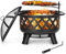 SINGLYFIRE 76,2 cm große Feuerstelle für den Außenbereich mit Grill, Holzfeuerstelle, große Stahl-Feuerstelle, Schüssel für Terrasse, Hinterhof, Picknick, Garten, mit drehbarem Grill, Ascheteller,