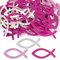FLOFIA 90 Stk Fisch Deko Taufe Kommunion Streudeko Fische Tischdeko Konfirmation Dekoration Glitzer Papier Fisch Konfetti für Junge Mädchen Rot Rosa Silber