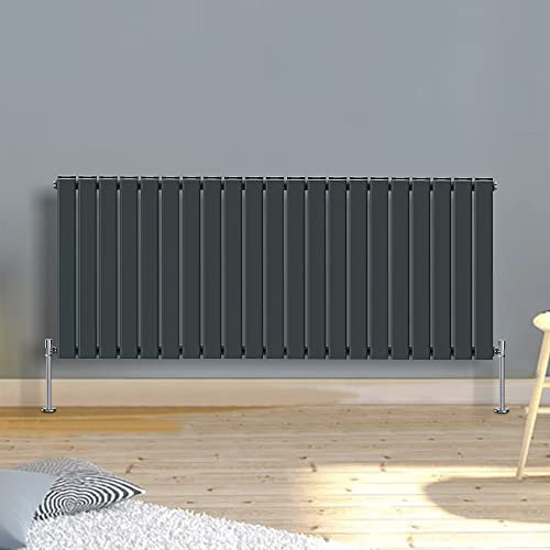 WarmeHaus 600x1428mm Column Designer Radiator Horizontal Anthracite Flat Panel Rads Double Panel