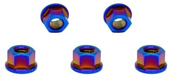 RISON-Titanium Titan Flanschmutter mit Flansch M10x1.5mm, Sechskantmutter mit Flansch DIN 1661, Titan-Kettenradmutter Grade 5 Vollmetall Bundmutter Sechskantmuttern für Motorrad, 5 Stück