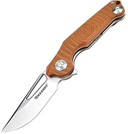 Harnds Time Klapptaschenmesser 14C28N Klinge G10 Griff Keramikkugellager Camping Jagd Überleben Taktisches Outdoor EDC Werkzeug (Braun)