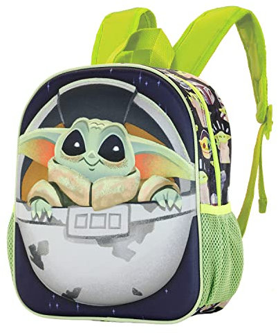 Star Wars Star Wars The Mandalorian, Mochila 3D Pequeña, 26 x 31 cm, Capacidad 8.5 L, Azul/Verde